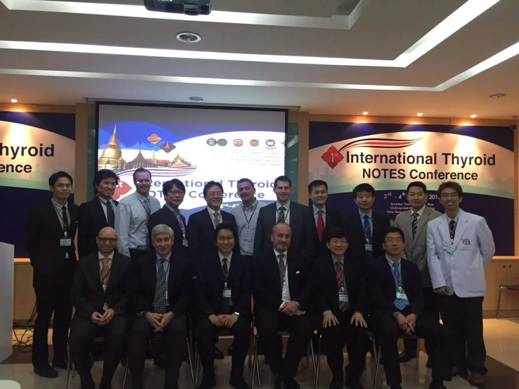 International faculty of the International Thyroid NOTES Conference on stage in Bangkok